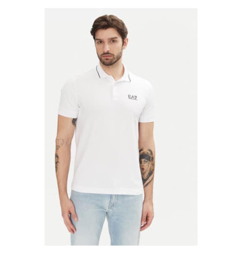 Мъжка поло риза  Emporio Armani - 8NPF16 PJVUZ - Памук - Бял - Бял EA7