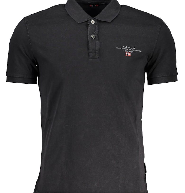 Мъжка поло тениска -  100% памук - Черен - NP0A4GB4-ELBAS-JERSEY - Черен Napapijri