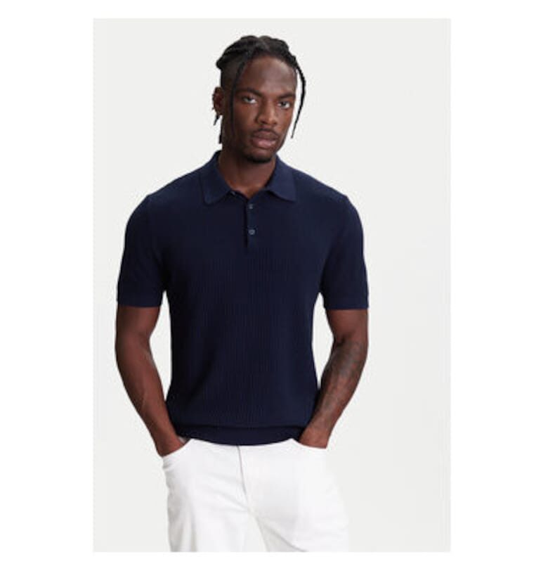 Мъжка поло тениска  1198U301H - памук - тъмносиня - Тъмносин United Colors of Benetton