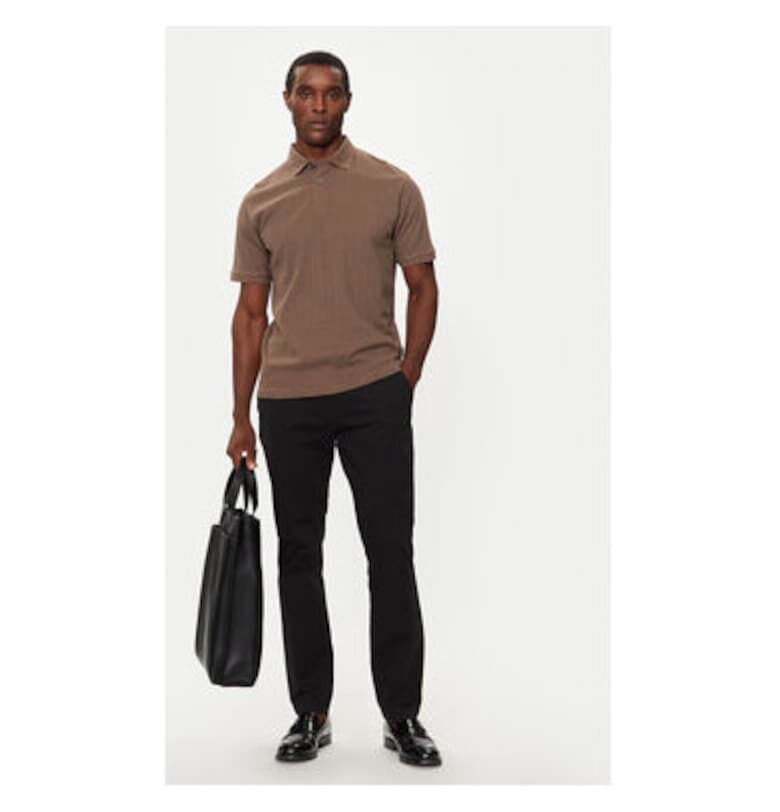 Мъжка поло тениска  16094575 - Органичен памук - S INTL - Бежов Selected Homme