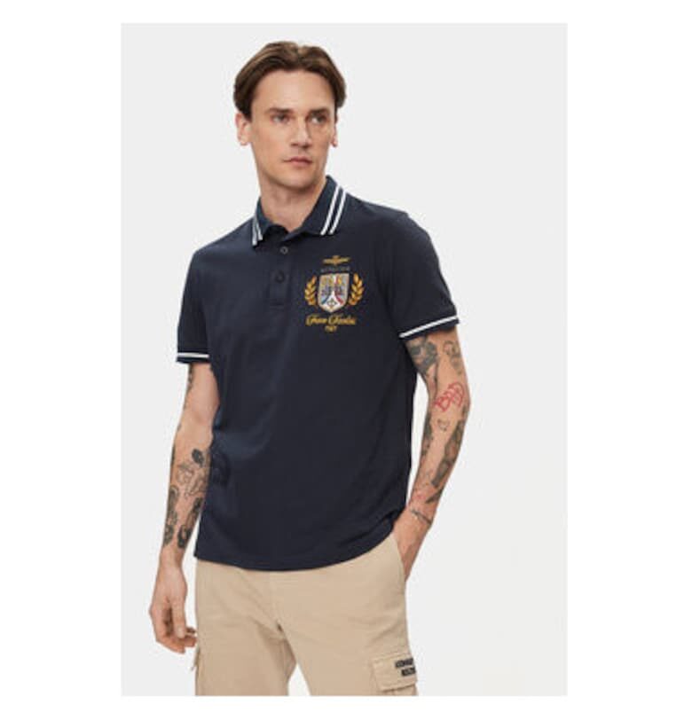 Мъжка поло тениска  241PO1764P199 - Памук - S INTL - Тъмносин Aeronautica Militare