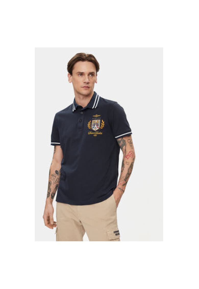 Мъжка поло тениска 241PO1764P199 - Памук - S INTL - Тъмносин Aeronautica Militare