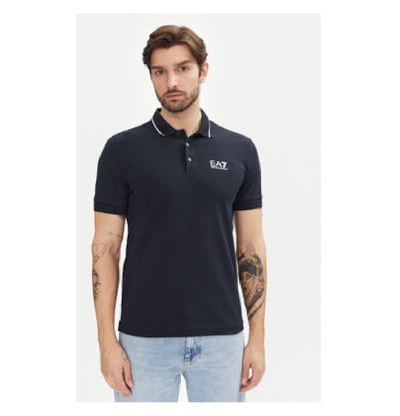 Мъжка поло тениска  Emporio Armani - 8NPF16 PJVUZ - Памук - Тъмносин - Тъмносин EA7