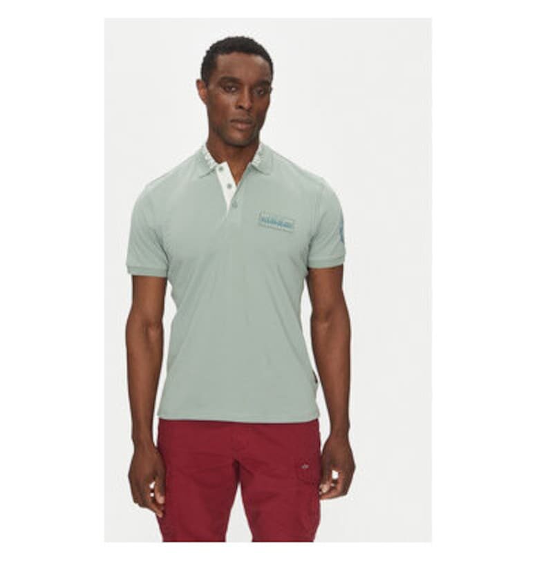 Мъжка поло тениска  NP0A4IN9G1X1 - Памук - Зелен - Зелен Napapijri