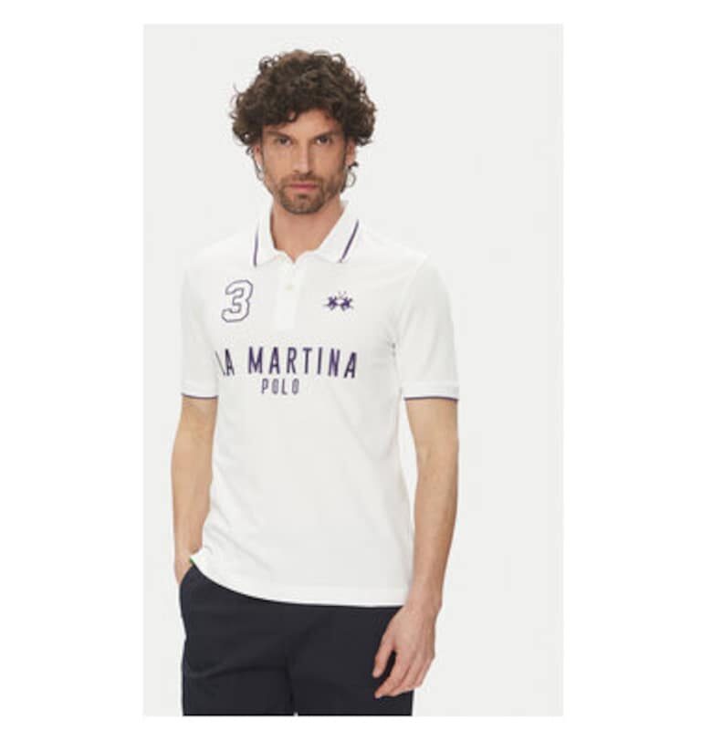 Мъжка поло тениска  PK001 - памук - бяла - Бял LA MARTINA