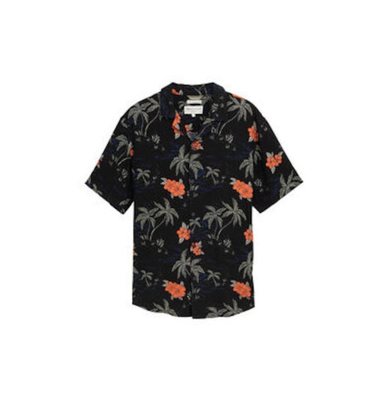 Мъжка риза  1045191 - Лен/Вискоза - Черна - Черен Tom Tailor Denim