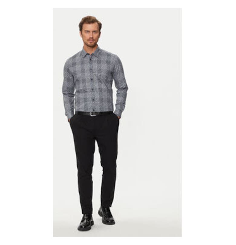 Мъжка риза -  304018664 - Лиосел/Памук - Сив - Сив BOSS