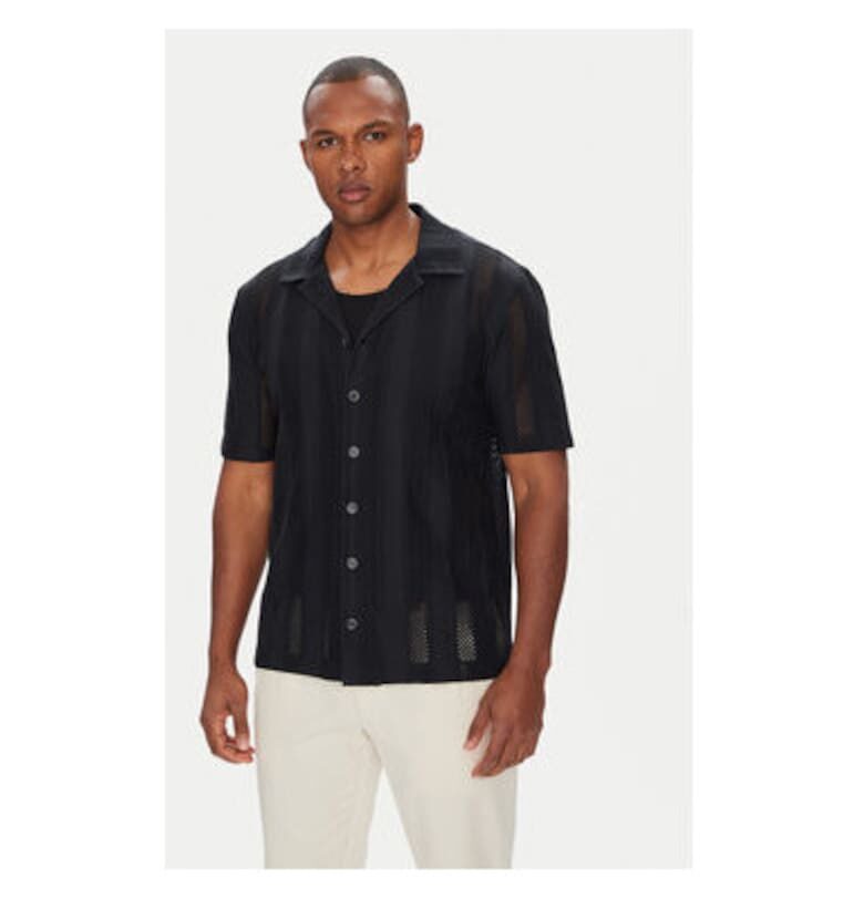 Мъжка риза  B4 10058.5266 - Памук - Черен - Черен Baldessarini