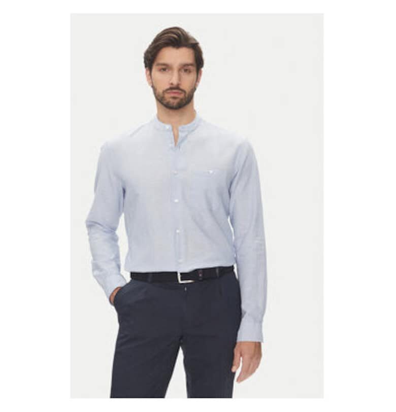 Мъжка риза  C6 41009.0480 - Памук/Лен - Светлосин - Светлосин Pierre Cardin