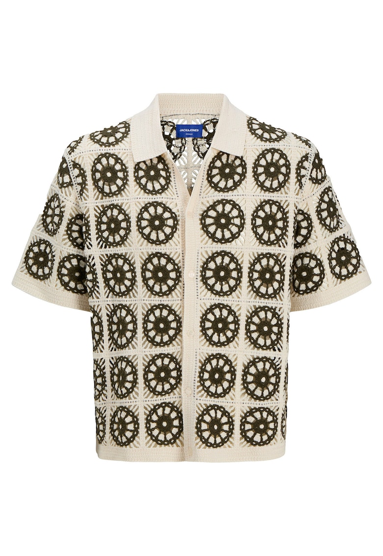 Мъжка риза Jack Jones - 12278724 - памук/акрил - бежова - Бежов Jack Jones