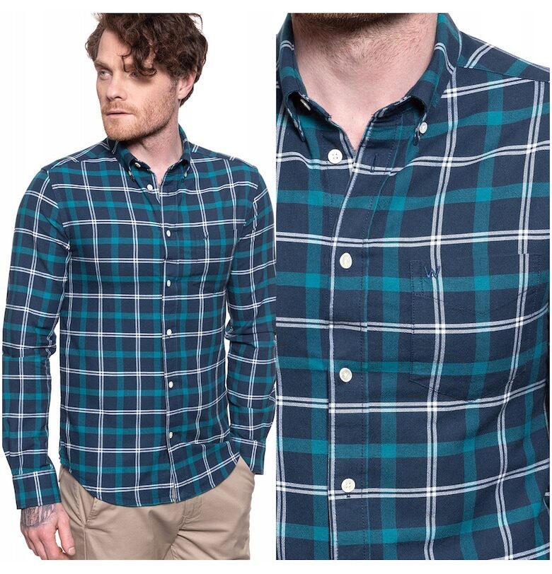 Мъжка риза -  Ls 1Pkt Bdown - Кройка: Regular Fit - Закопчаване: Копчета - Състав на материала: 100% памук - Брой джобове: 1 - Син Wrangler