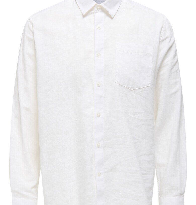 Мъжка риза  Sons - 22031804 - Лен/Памук - Бяла - Бял Only