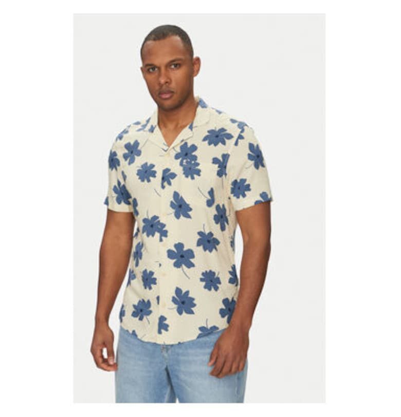 Мъжка риза от смесена материя - 20717690 - вискоза - бежов цвят - Бежов BLEND