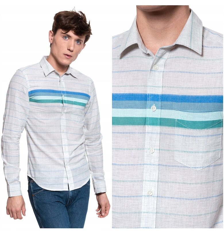 Мъжка риза -  с дълъг ръкав и 1 джоб - кройка: Slim Fit - закопчаване: копчета - състав на материала: 100% памук - брой джобове: 1 - бежов меланж - 1 ... Wrangler