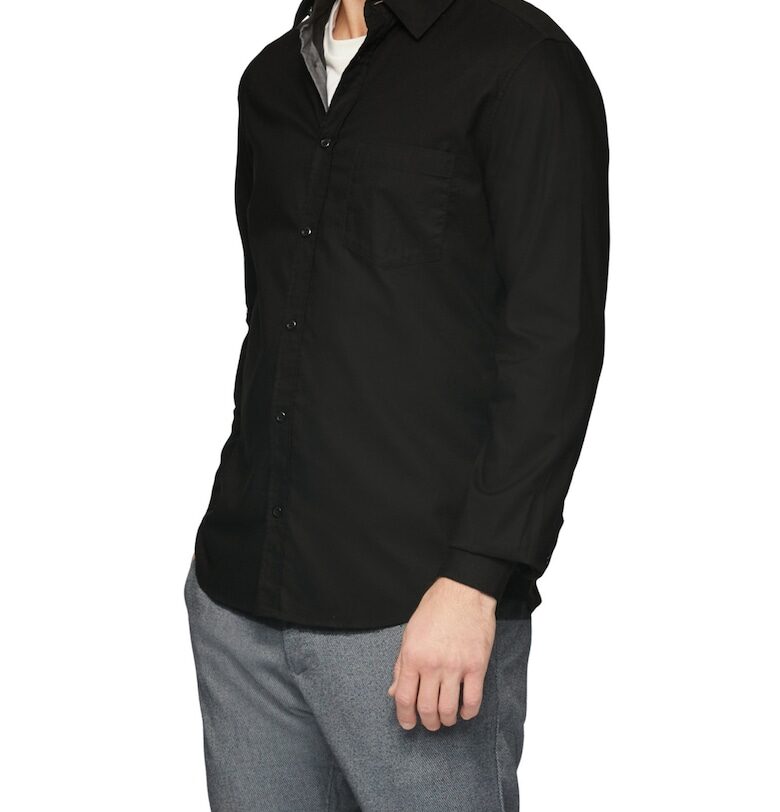 Мъжка риза с дълъг ръкав от смес памук и еластан - прилепнала кройка -  Черен sOliver