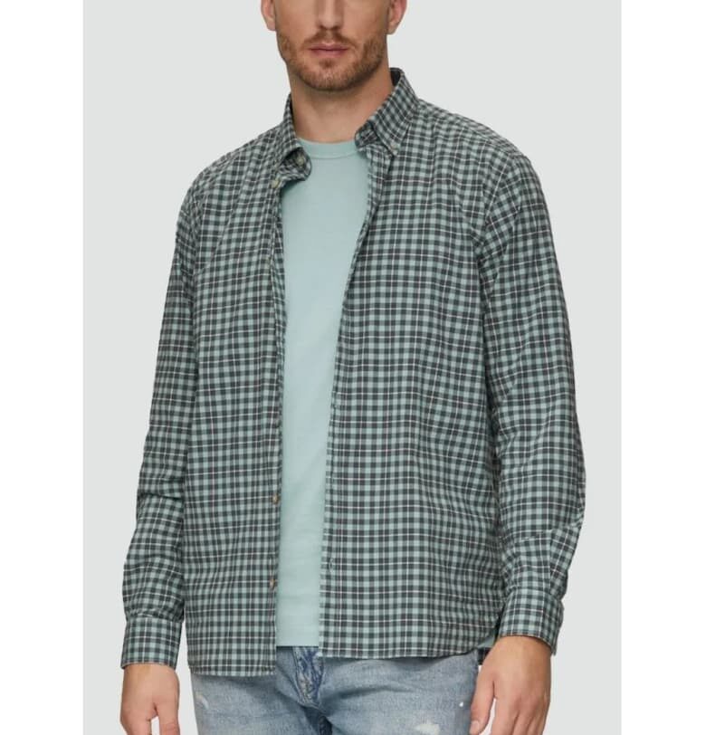 Мъжка риза с карирана щампа - Regular fit кройка -  Зелен - Зелен sOliver