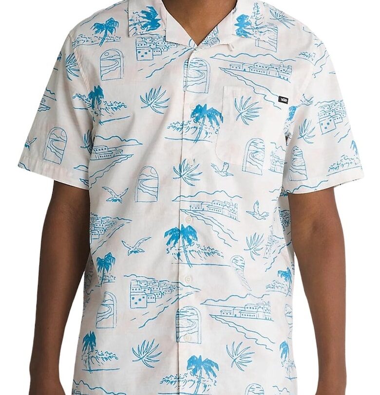 Мъжка риза с къс ръкав -  Памук - Бял/Син Vans