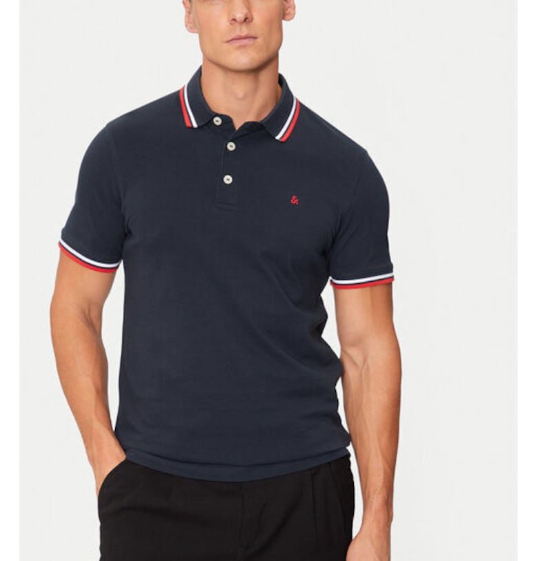 Мъжка тениска -  208514262 - Органичен памук - XS INTL - Син Jack and Jones