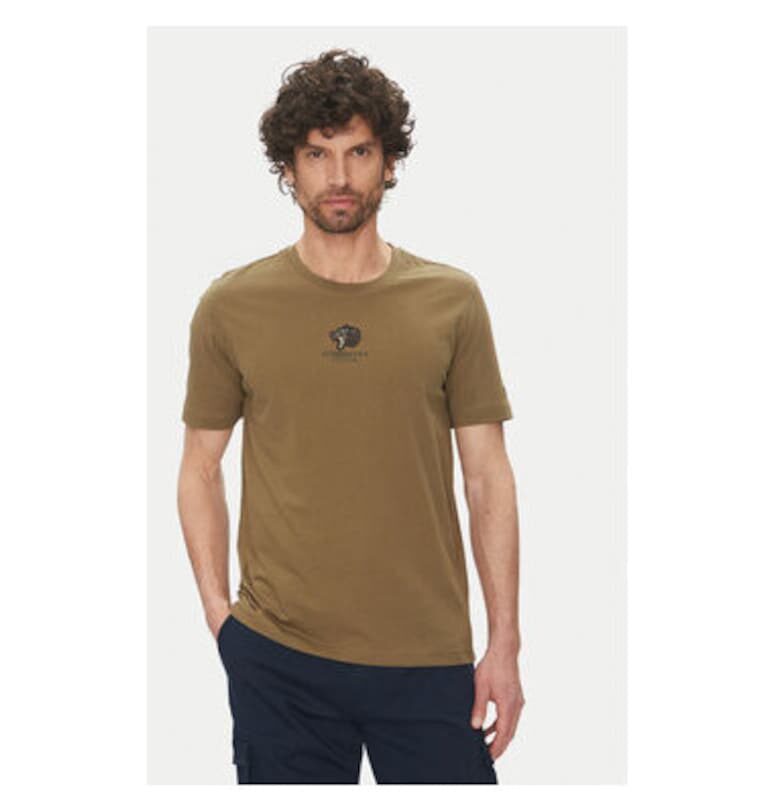 Мъжка тениска  251TS2424J641 - памук - каки - Каки Aeronautica Militare