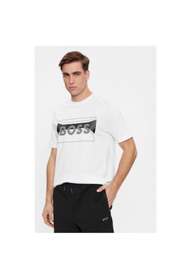 Мъжка тениска - 303634469 - Памук/Полиестер - Бяла - Бял BOSS