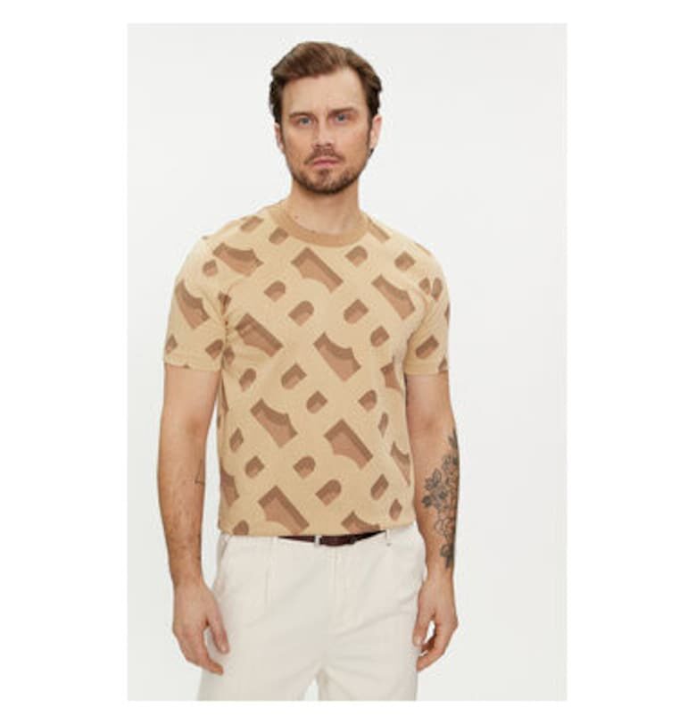 Мъжка тениска -  303638740 - Памук/Полиестер - Бежов - Бежов BOSS