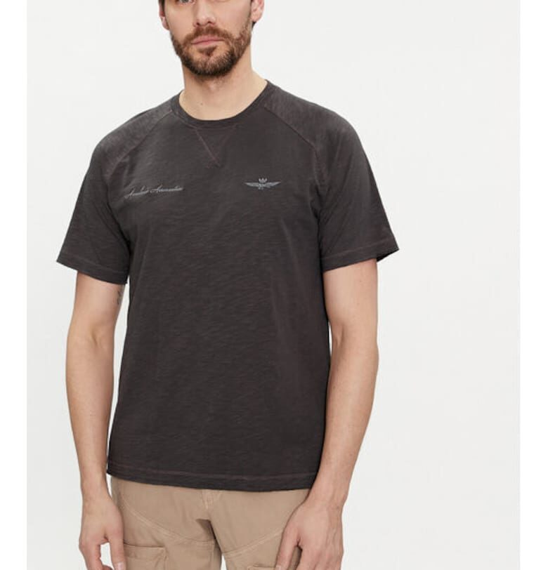 Мъжка тениска -  303711924 - Памук - Сива - Сив Aeronautica Militare