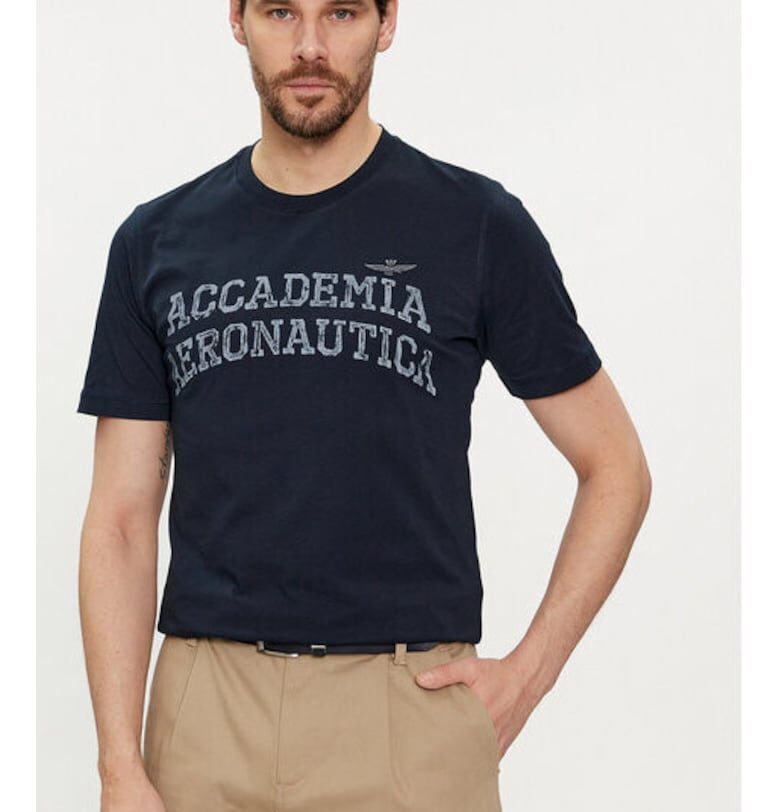 Мъжка тениска -  303712136 - Памук - Син - Син Aeronautica Militare