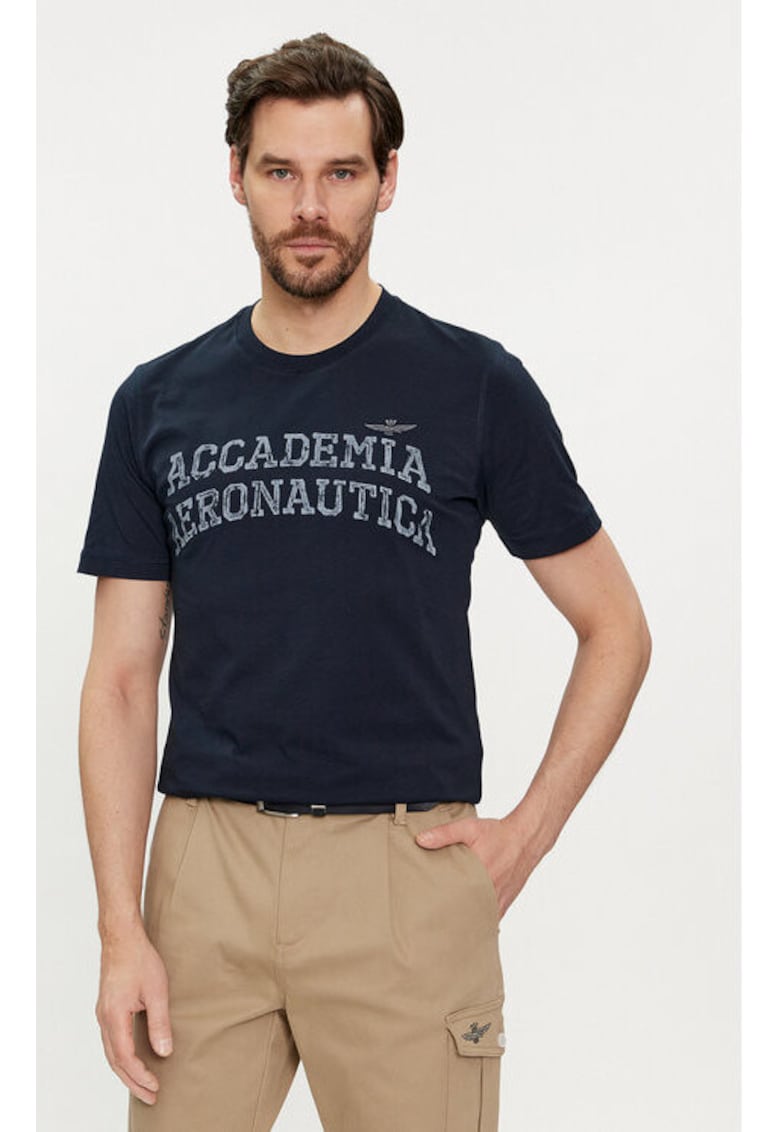 Мъжка тениска - 303712136 - Памук - Син - Син Aeronautica Militare