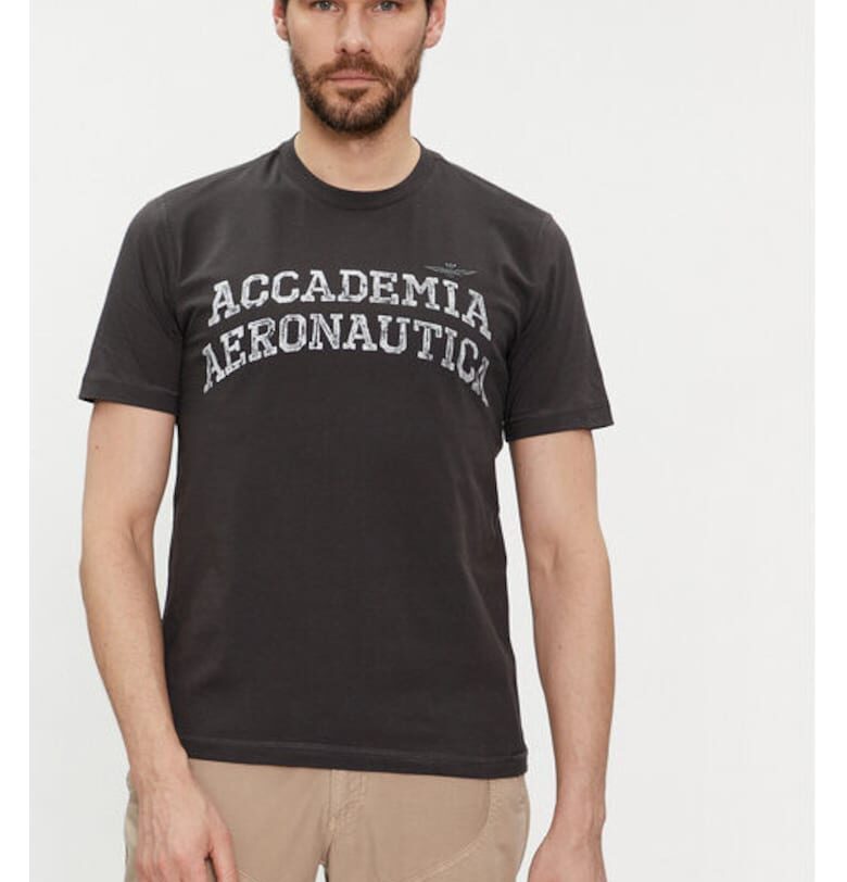 Мъжка тениска -  303712143 - Памук - Черен - Черен Aeronautica Militare