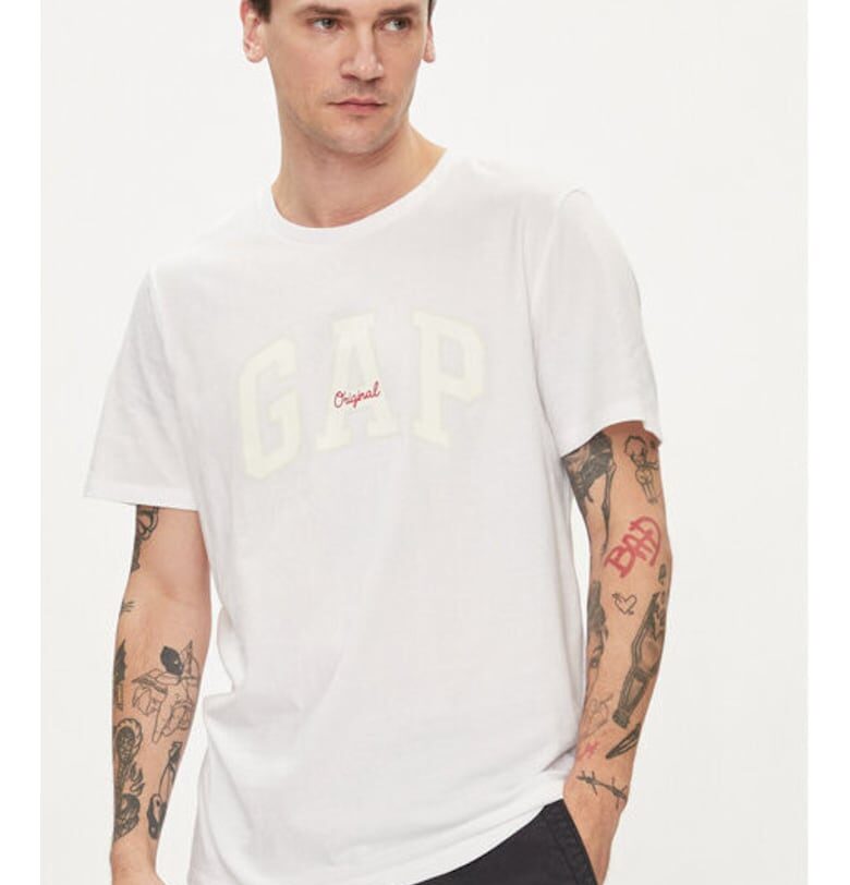 Мъжка тениска -  304143830 - Памук - Бяла - Бял GAP