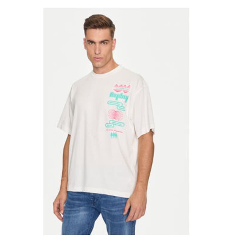 Мъжка тениска -  304395970 - Памук - Бяла - Бял Replay