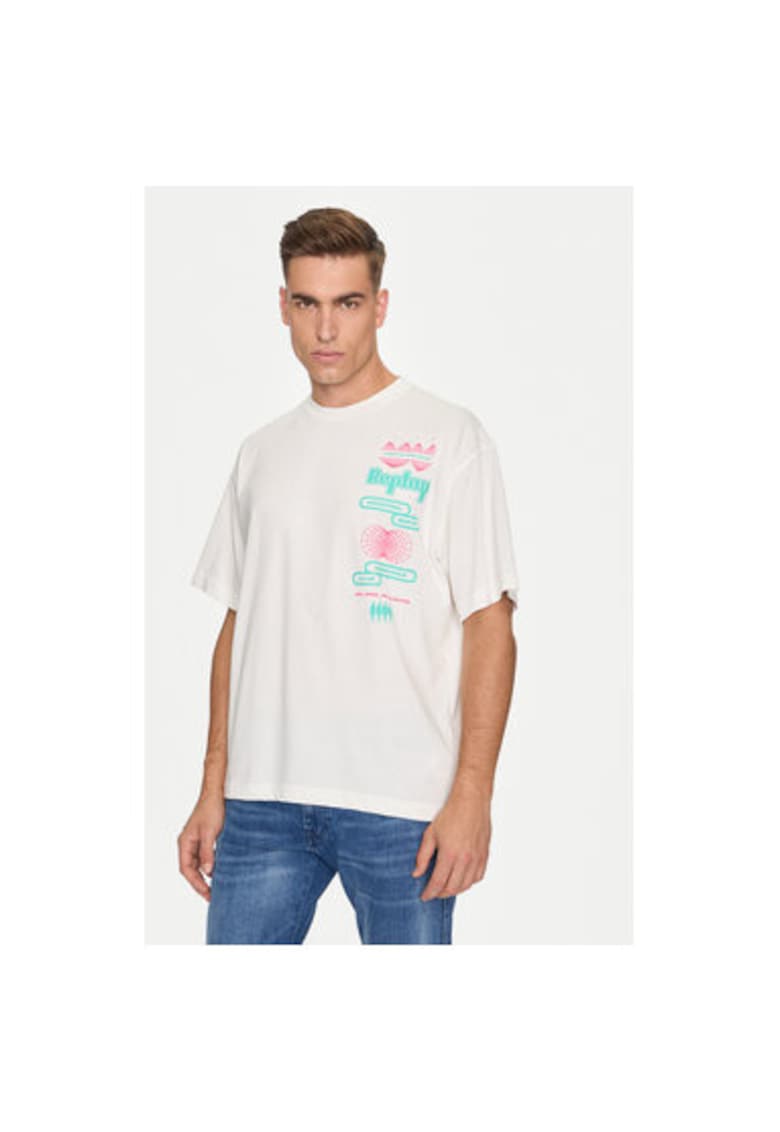 Мъжка тениска - 304395970 - Памук - Бяла - Бял Replay