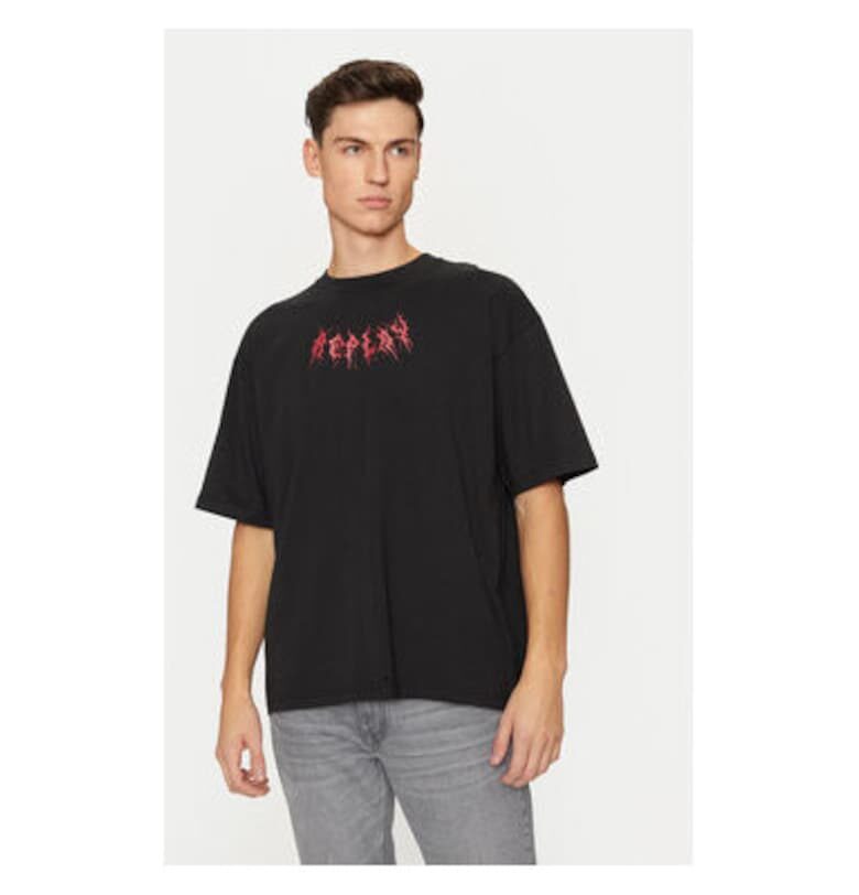 Мъжка тениска -  304397301 - Памук - Черен - Черен Replay
