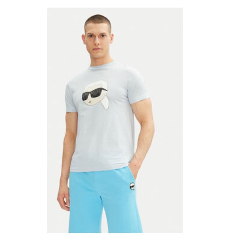 Мъжка тениска  755073 552251 - Органичен памук - Светлосин - Светлосин Karl Lagerfeld