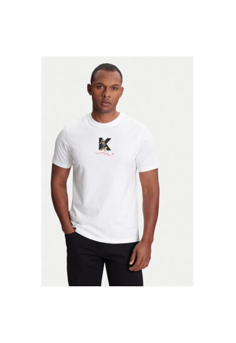 Мъжка тениска 755099 553270 - Органичен памук - Бяла - Бял Karl Lagerfeld