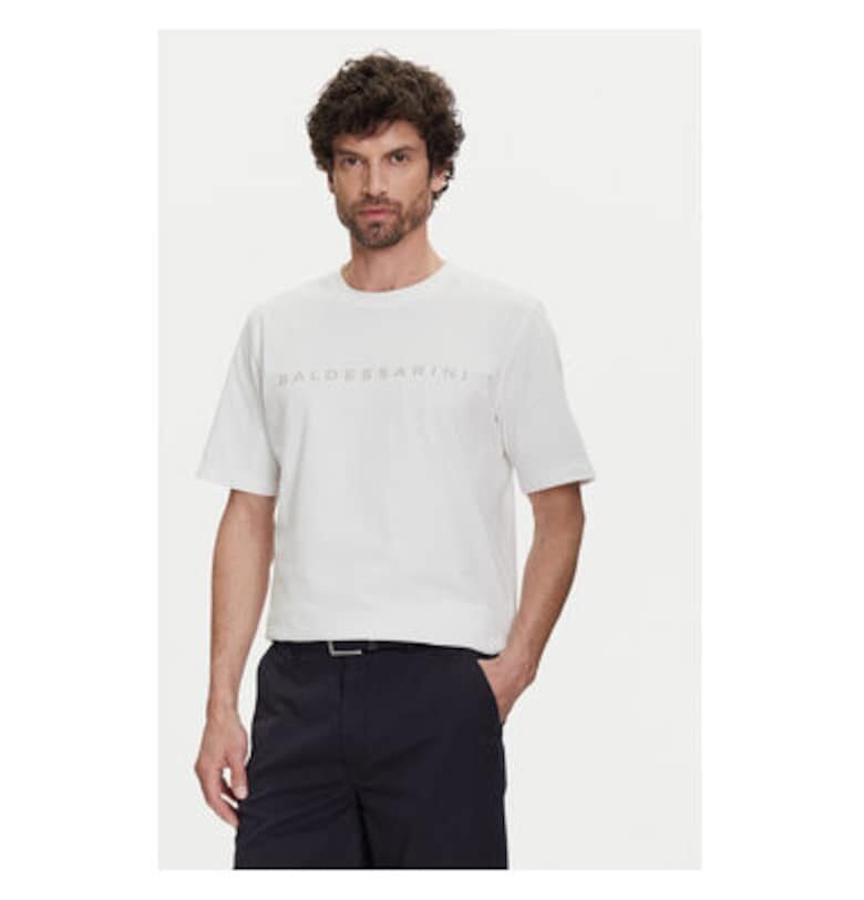 Мъжка тениска  B4 20082.5293 - Памук - Бяла - Бял Baldessarini