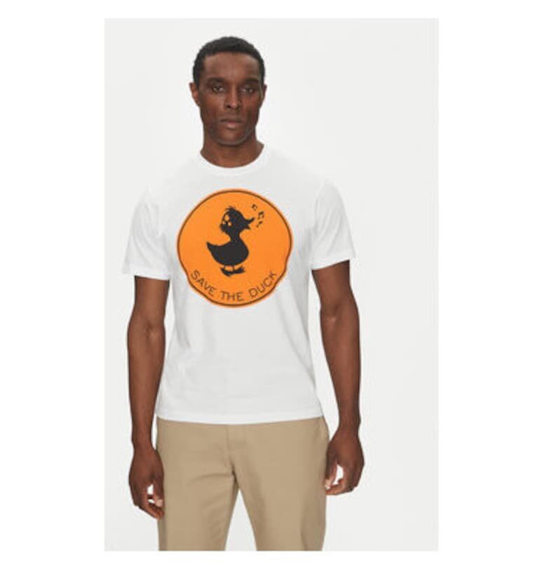 Мъжка тениска  DT0825M-BESY20 - органичен памук - бяла - Бял Save The Duck