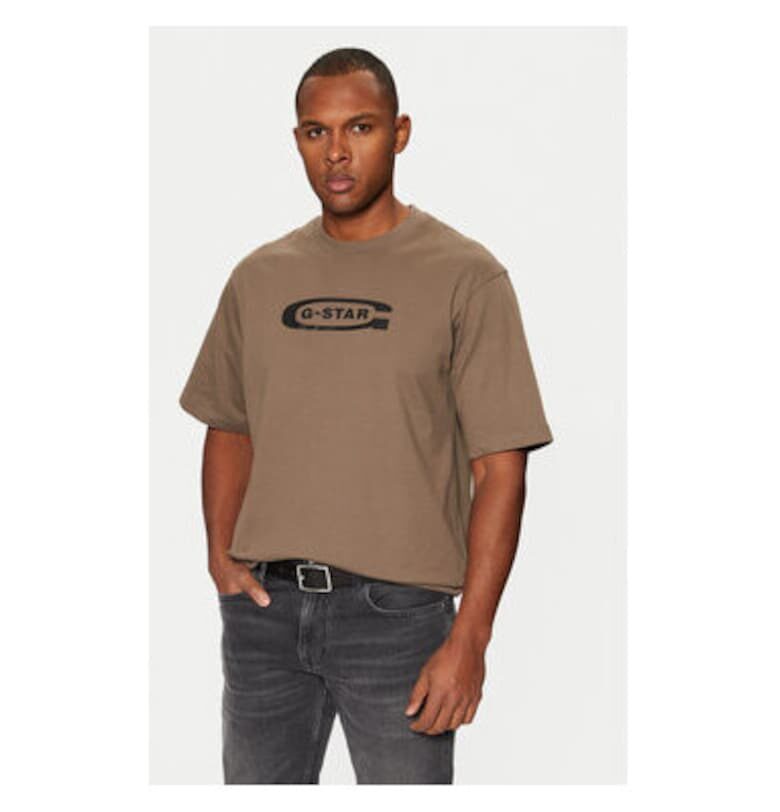 Мъжка тениска - G Star Raw - 304710315 - Органичен памук - Кафява - Кафяв G-Star RAW