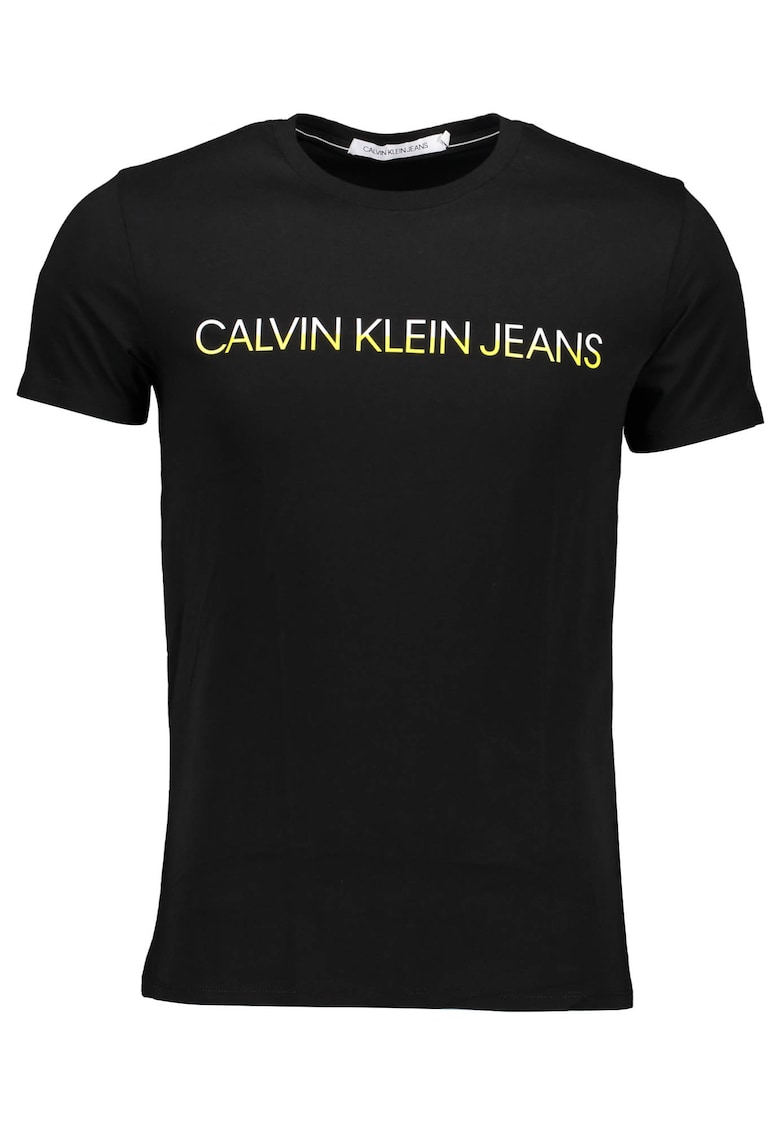Мъжка тениска - черно - лого на CKJ - изписано в жълто - Черен CALVIN KLEIN