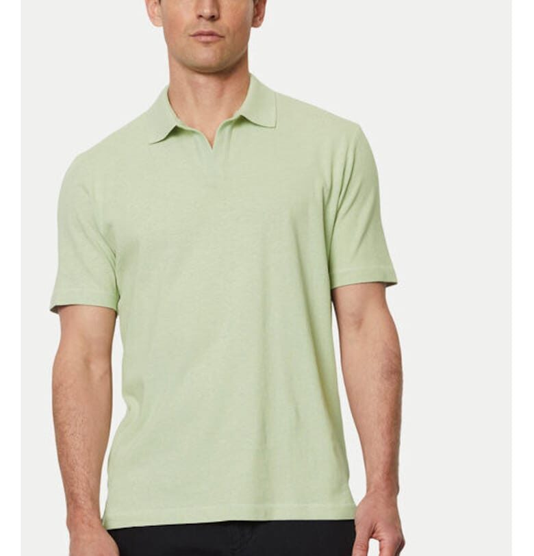 Мъжка тениска - Marc O'Polo - 303609412 - Памук/Лен - Зелена marc o polo