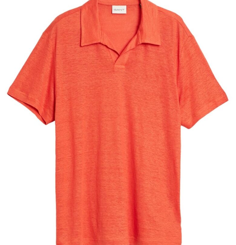 Мъжка тениска -  Лен - Оранжев - Оранжев Gant