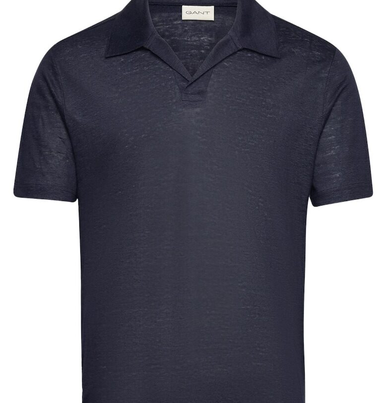 Мъжка тениска -  Лен - Тъмносин - Тъмносин Gant