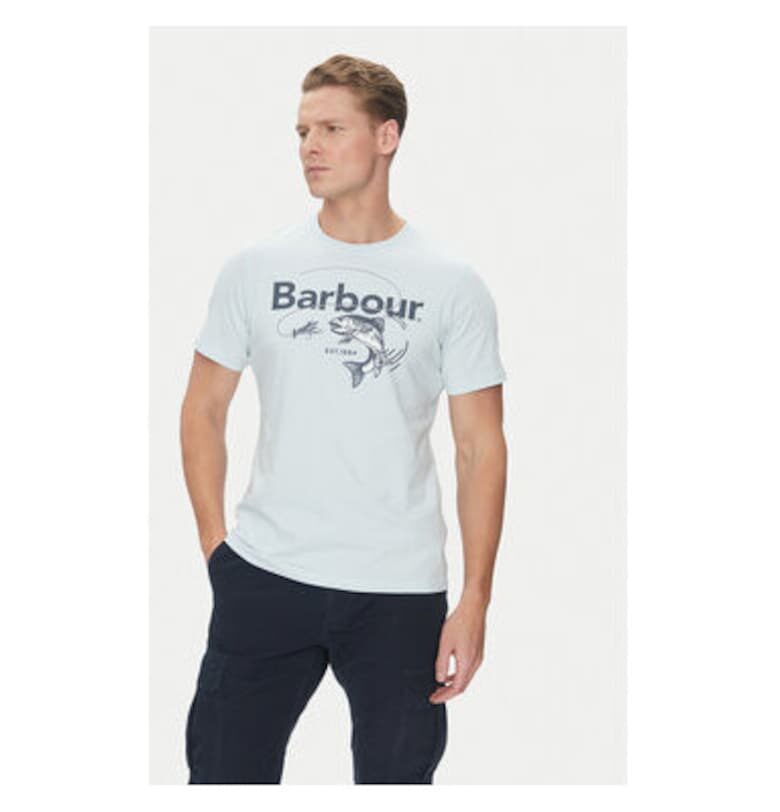 Мъжка тениска  Памук - Светлосин - Светлосин Barbour