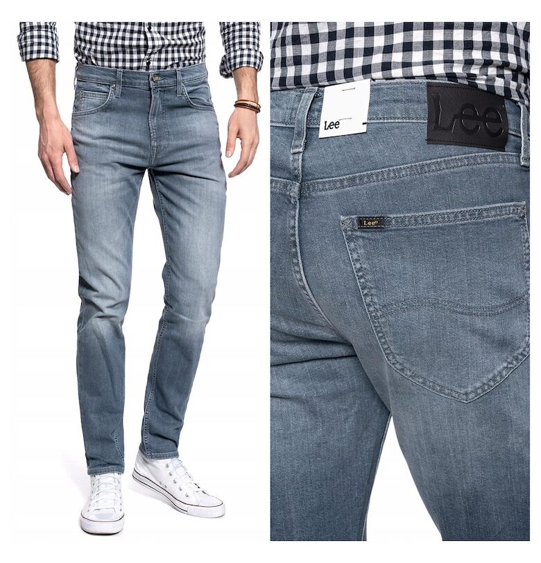 Мъжки дънки -  Austin - Памучни - Дълги - Мъжки - Slim fit - W31-L34 US - Сиви Lee