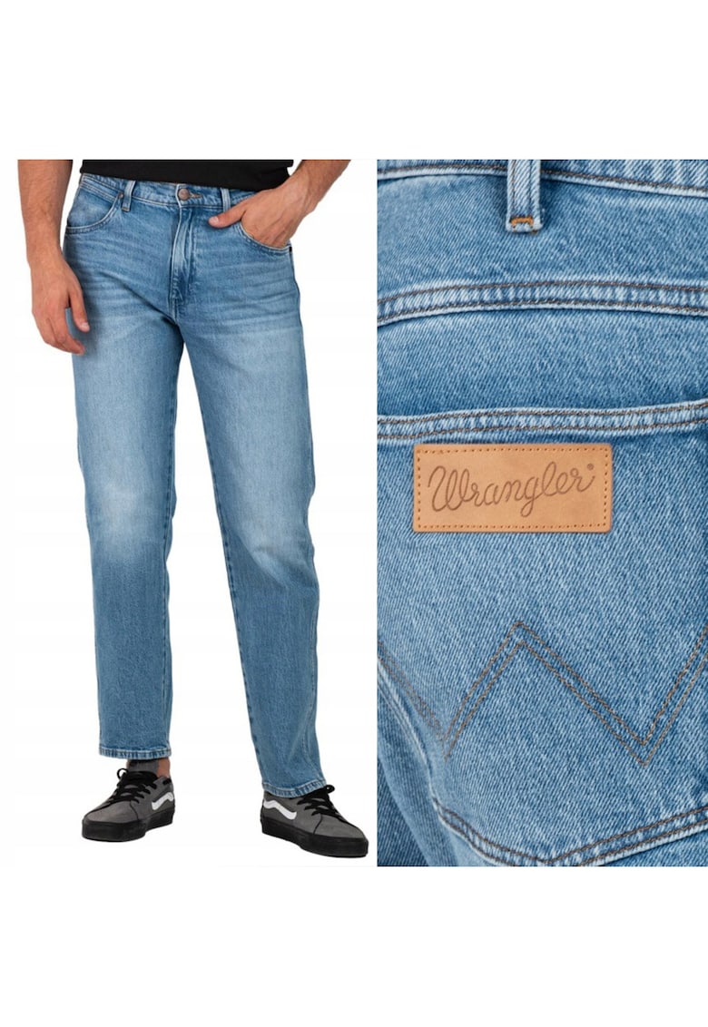 Мъжки дънки Frontier - син - W36 L32 - свободна кройка - еластични Wrangler