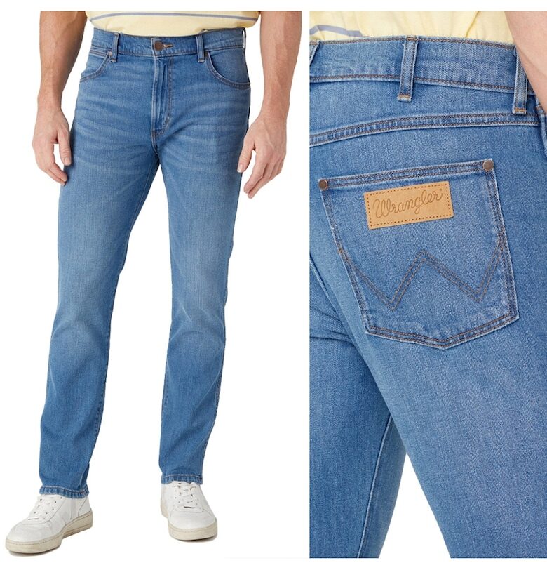 Мъжки дънки Wrangler  W36 L34 - сини - стеснен силует - еластичен деним Larston