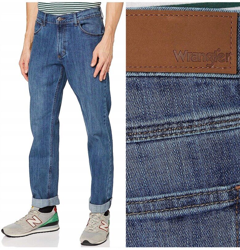 Мъжки дънки Wrangler - прав модел - сини - Син Straight