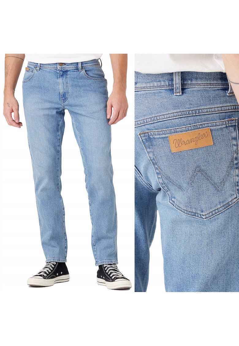 Мъжки дънки Wrangler сини - W30 L34 - вталена кройка - стеснени крачолища крачо при крачолите Texas Slim