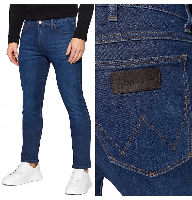 Мъжки дънки - Wrangler  стеснен силует - тъмносин - Син Larston