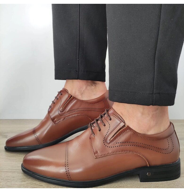 Мъжки елегантни обувки  7065-844 Кафяв - Кафяв ELDEMAS